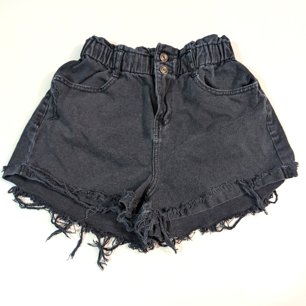 ZARA, High waisted, Black Denim Shorts, Size 4, GUC